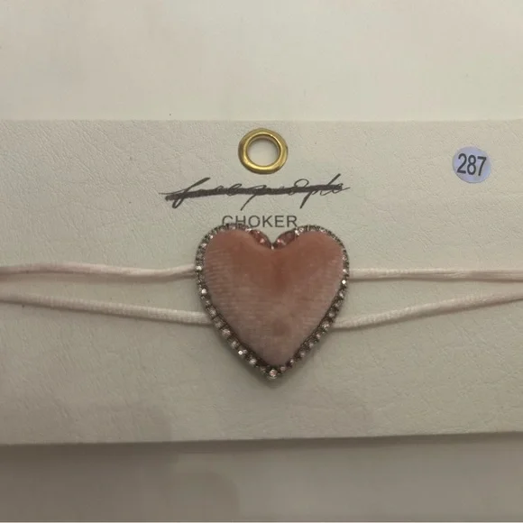Free People Velvet Heart Choker (pink blush) NWT - Picture 5 of 6